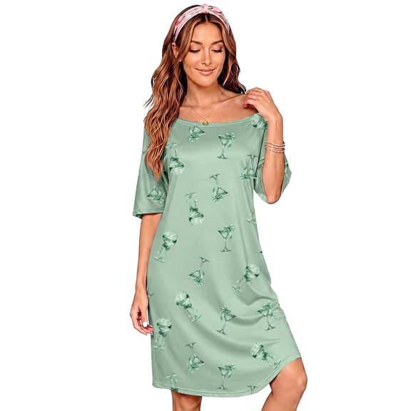 DAKIMOE Nightgowns for Women Short Sleeve Sleep Shirt Comfy Cute Casual Loose Pajamas Sleepwear Valentine's Day Gift