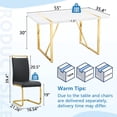 thumbnail image 2 of JUFU 7 Piece Dining Table Set for 6, 55" White Rectangular MDF Table with Gold Metal Legs and 6 Black PU Upholstered Chairs, Modern Dining Room Set for Home and Office, 2 of 6
