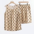 thumbnail image 2 of DeHolifer Womens Pajamas Sets 2PC Plus Size Cotton Outfits Casual Sleeveless Floral Printed Tank Top Shorts Loungewear Lounge Sets Khaki XL, 2 of 3