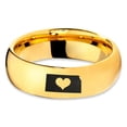thumbnail image 2 of Tungsten Kansas Sunflower State Heart Band Ring 7mm Men Women Comfort Fit 18k Yellow Gold Dome Polished, 2 of 4