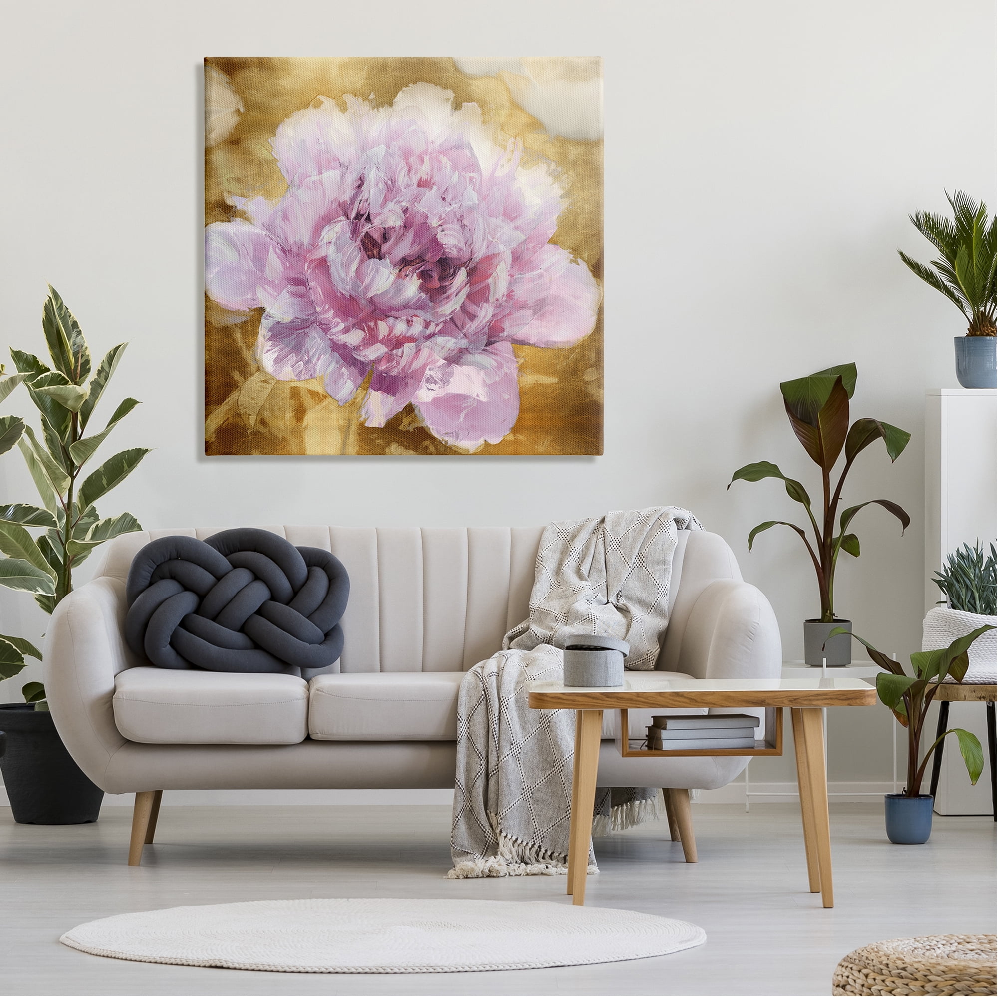 Stupell Industries Abstract Glam Flower Botanical & Floral Painting Gallery Wrapped Canvas Art Print Wall Art, 36 x 36