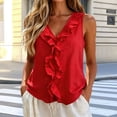 thumbnail image 2 of SwiftWear Women's V Neck Cute Tank Top Casual Sleeveless Loose Fit Ruffle Front Blouse Summer Top, 2 of 7