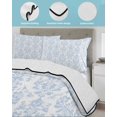 thumbnail image 4 of Blue Boho Floral Twin Size Down Alternative Comforter, Lightweight Comforter Quilt Bedding Set with Pillow Shams Farmhouse Middle Century Flowers All Seasons Bed Comforter Duvet Insert 68"x86", 4 of 7