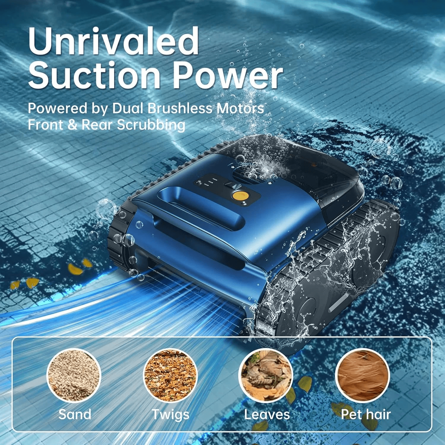 Seauto Cordless Robotic Pool Cleaner – Sonar Navigation, Auto Path Planning, Tangle-Free Design, Wall Climbing & Energy Efficient Cleaning for In-Ground and Above-Ground Pools