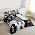 thumbnail image 3 of Homewish Gray Patchwork Grid Full Size Comforter Sets,Old Wooden Board Bedding Comforter Set,Country Farmhouse Lodge Bedding Sets For Men Women,Ultra Soft Home Decor Reversible,3 Pieces, 3 of 8
