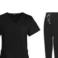 thumbnail image 3 of maskred Ensemble de Vêtements Médicaux pour Femmes Col en V Lavable en Machine Manches Courtes Costume Confortable Noir m 1ensemble, 3 of 6