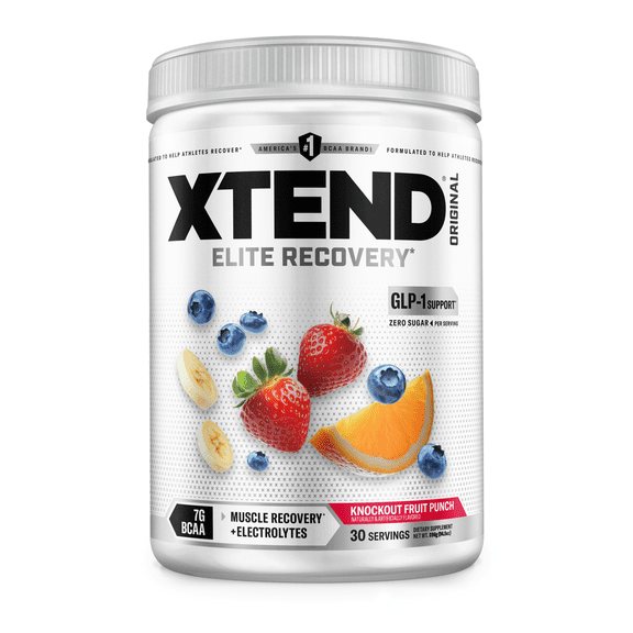 XTEND Original BCAA Powder, Sugar Free Post Workout Muscle Recovery Drink with Amino Acids and 7g BCAAs, Knockout Fruit Punch Flavor, 30 Servings