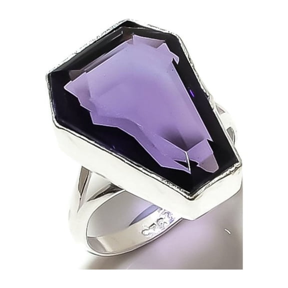 Natural Amethyst Gemstone Handmade 925 Sterling Silver Gift Ring Size 10