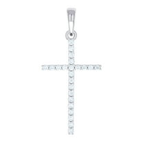 925 Sterling Silver Mens Cubic Zirconia Cross Religious Charm Pendant 42.1x19.6mm Wide Necklace for Men