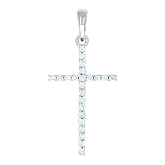 925 Sterling Silver Mens Cubic Zirconia Cross Religious Charm Pendant 42.1x19.6mm Wide Necklace for Men