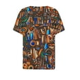 thumbnail image 5 of Heisall Womens Tops Short Sleeve V Neck Button Retro Print Fashion Casual Tshirts, 5 of 7