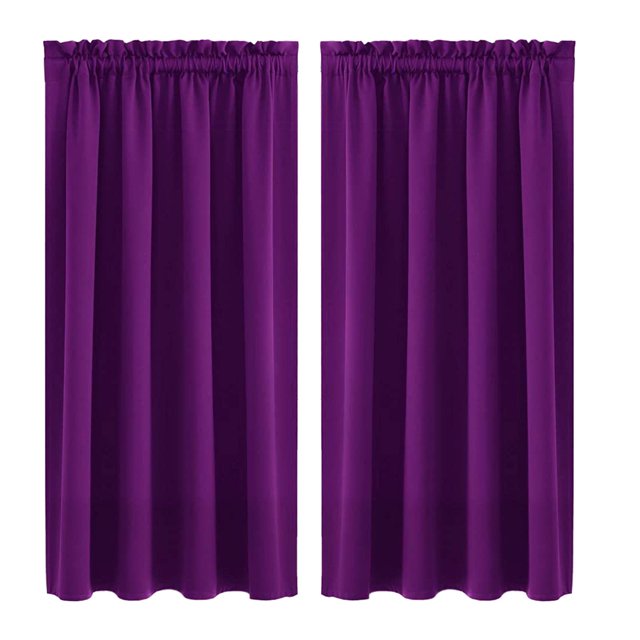 Cortinas ajkijo para aislamiento térmico y ahorro de energía, de seda negra con borde Ama, estilo escandinavo, ideales para dormitorio y cocina, en tonos morados oscuros.