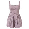 thumbnail image 4 of Audhol Womens Summer Pajamas Sets Pajama Sets for Women 2 Piece Short Sleeve Shirt And Short Pj Sets Woman Y2K Sleepwear, Purple, 4 of 4