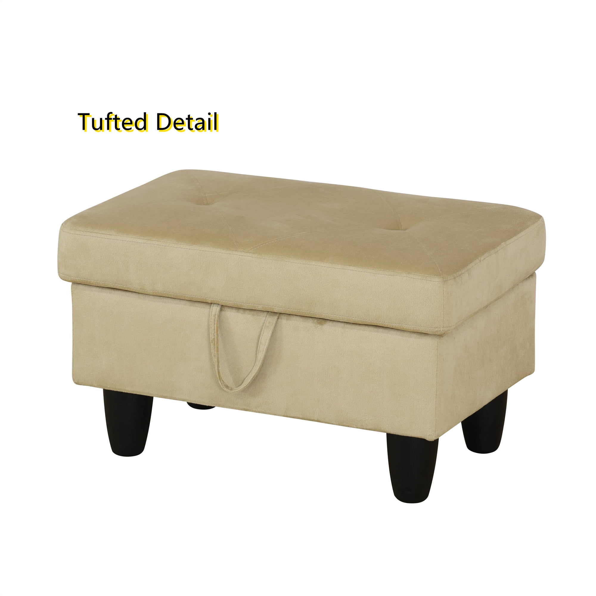 Aukfa 29" Storage Ottoman Bench with Lift Top for Home Office, Flannel, Beige