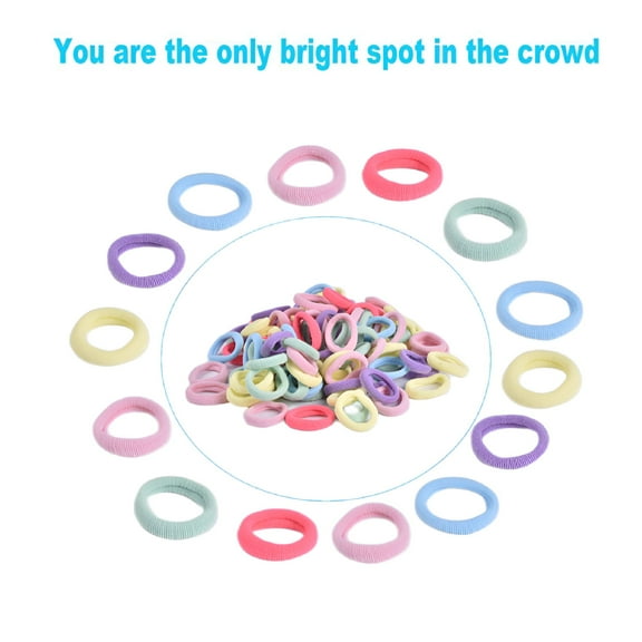 VANIDO 100PCS Baby Hair Ties, Cotton Toddler Hair Ties for Girls and Kids, Seamless Hair Bands, Elastic Ponytail Holders Random Color