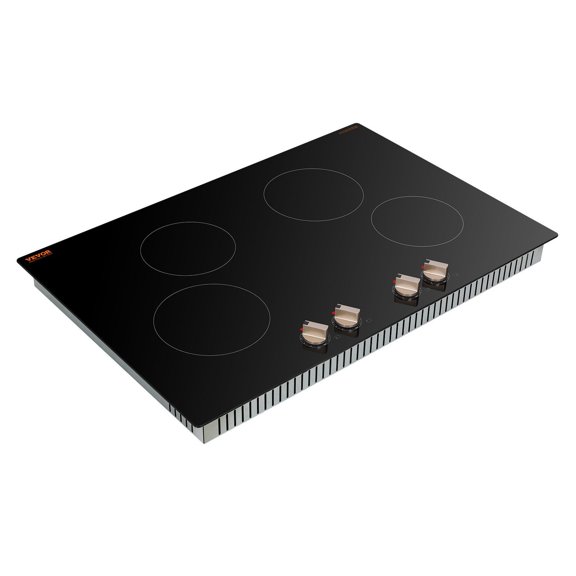 VEVOR Induction Cooktop, 6600W Electric Countertop Burner, 4 Burner Knob Control Stove, Built-in Induction Cooktop with 12 Temperature Settings, Glass Surface, Auto Shut-Off