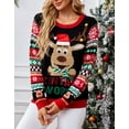 thumbnail image 4 of Chritsmas Sweaters for Women Crewneck Funny Santa Snowflake Print Color Block Long Sleeve Knit Cute Holiday Ugly Christmas Pullover Sweaters Tops Alsol Lamesa, 4 of 6