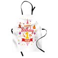 thumbnail image 1 of 1st Birthday Apron Birthday Party with Cones Teddy Bear Candies and a Cake Print, Unisex Kitchen Bib Apron with Adjustable Neck for Cooking Baking Gardening, Red Marigold and Purple, by Ambesonne, 1 of 3
