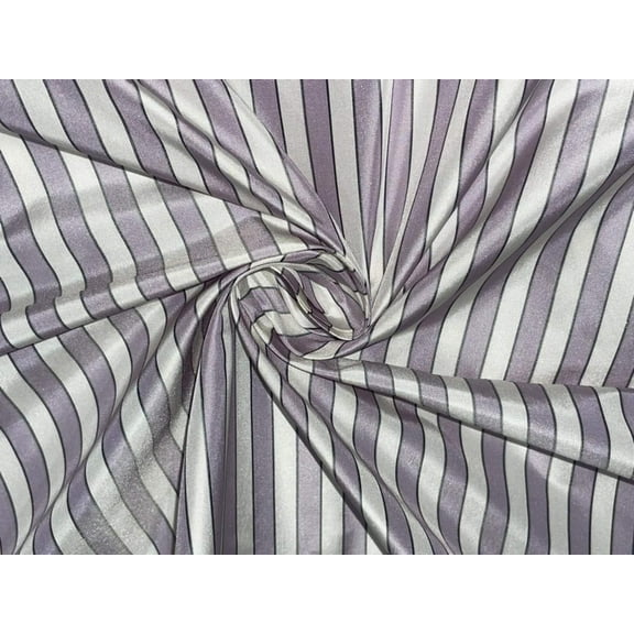 SILK TAFFETA Fabric Light Lilac,Ivory amp; Black color STRIPES 54" wide TAF#S119