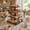 Natural wood color, variant on Flarhetoric 4-Tier Wooden Cupcake Tower Stand with Metal Frame – Square Tiered Dessert Display for Weddings, Parties & Birthdays – White – 12"L x 12"W x 15.7"H – Pack of 1