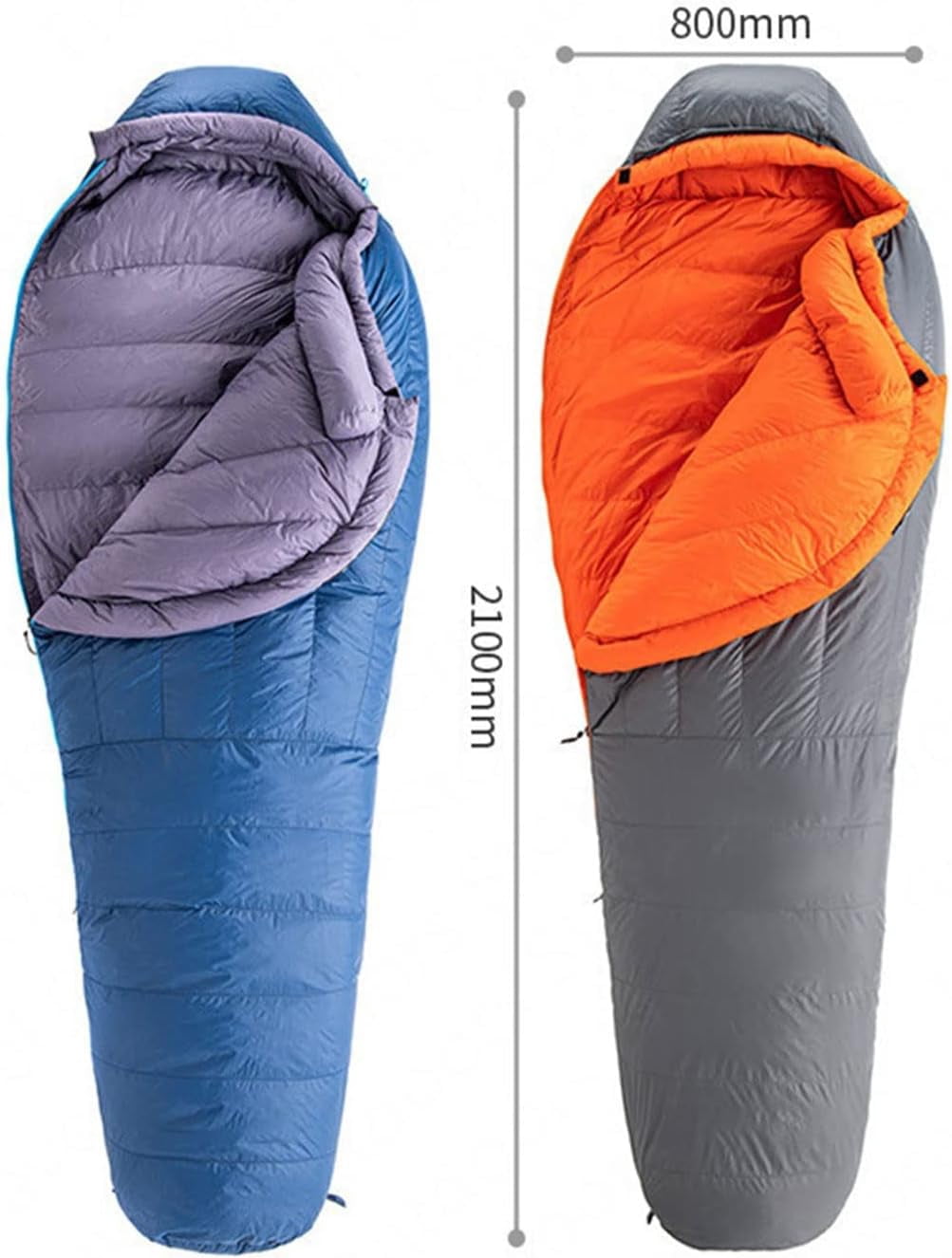 Sleeping Bag for Camping Winter Goose Down Mummy Sleeping Bag 20D Nylon Waterproof Warm Portable Travel Camping Sleeping Bag(Gray)