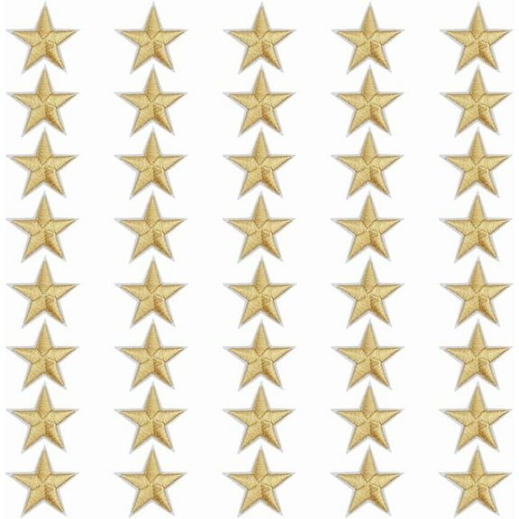 40Pcs Gold Star Iron on Patch Applique Badge Patch 5 Star Sew On Embroidered Patches Appliques for Clothing Jacket Hat DIY Crafts Decorations