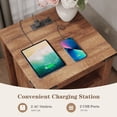 thumbnail image 4 of KeyWhat Farmhouse Nightstand with Charging Station for Bedroom, 2-Drawer Rustic End Tables for Living Room, Reclaimed Brown, 4 of 7