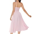 thumbnail image 4 of ATOYSOY Women's Beach Sundress Sleeveless Elegant Casual Spaghetti Strap Cutout V Neck Tea Length A Line Split Dress High Waist Retro Workout Dress for Girls Pink, 4 of 4