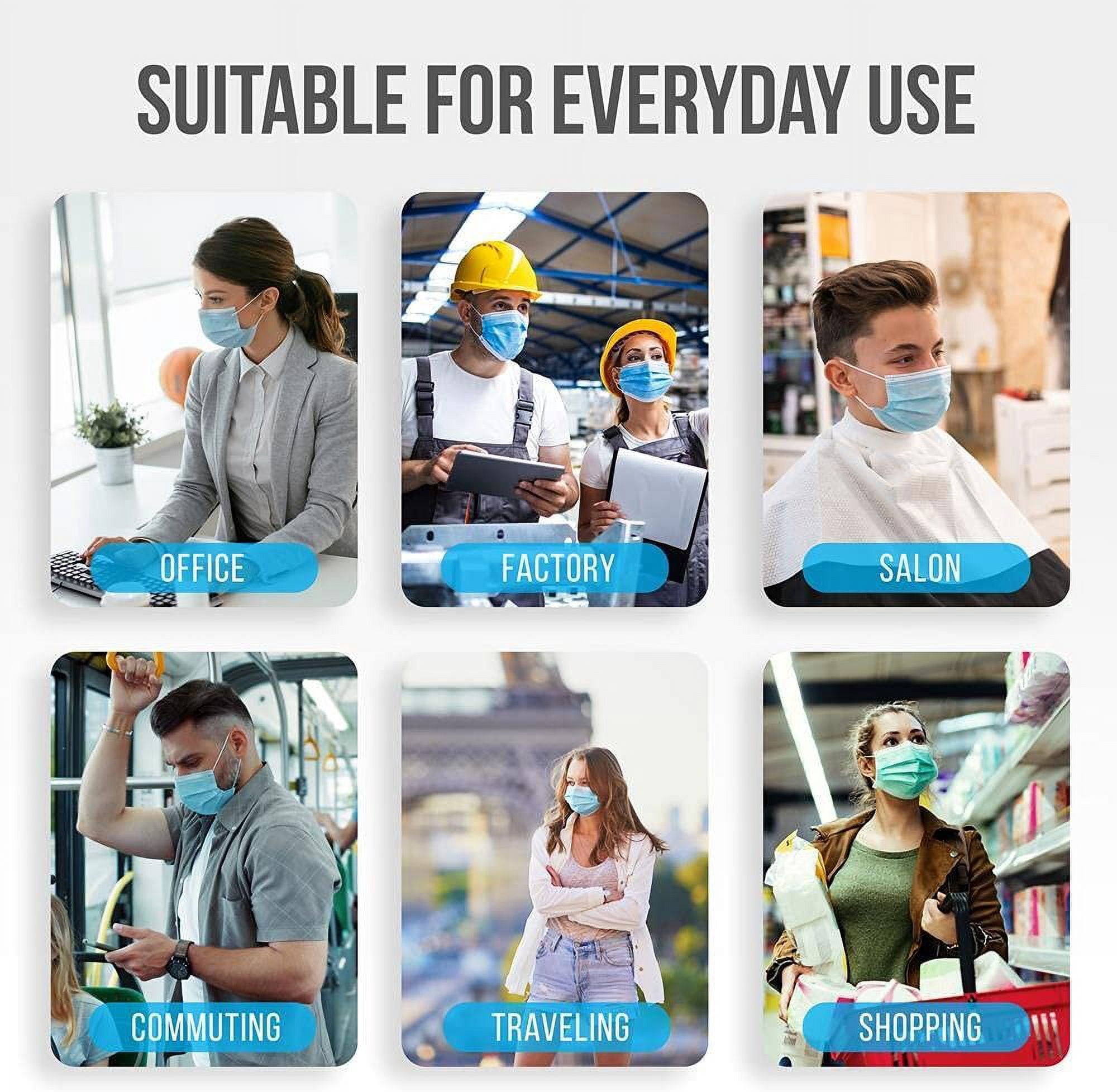 SereneLife 1000 Pcs. Disposable 3 Layer Protection Breathable Face Masks, for Dust Covering (For Adults)