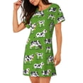 thumbnail image 2 of Easygdp Cows With Calfs Green Camisón de manga corta para mujer, informal, estampado, 2 of 6