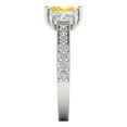 thumbnail image 3 of 1.88 ctw 3 Stone Anniversary Ring for Women | Emerald Cut Simulated Yellow Diamond | Hyperallergenic Solid 14K White Gold, 3 of 5