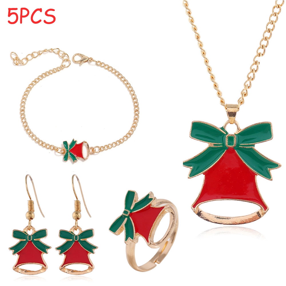 Chirstmas Bell Jewelry Set Jingle Bells Necklace Festive Jingle Bell Drop  Earrings Lovely Jingle Bells Bracelet Bangle X-Mas Chirstmas Jingle Bells