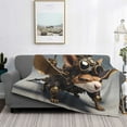 thumbnail image 2 of Naloa Steampunk Squirrel Pilot Flannel Blankets - Thick and Warm Blanket for Winter, Soft Fuzzy Plush King Blanket for All Seasons50"x40", 2 of 6