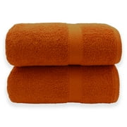 HURBANE Home 2 Piece 100% Cotton Orange Bath Towel Set