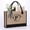 large shopping bags with handles, variant on Women's Large Capacity Tote Bag, Printed Initial E Jute Linen Shopping Bag With Striped Bow Decor, For Daily Shopping, Work, Travel, Beach, School