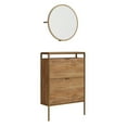 thumbnail image 2 of Sauder International Lux Wall-Mount Entryway Shoe Cabinet with Mirror, Sindoori Mango Finish, 2 of 10