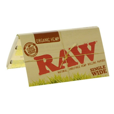 RAW Organic Hemp Natural Unrefined Rolling Paper - 70mm Single Wide Size - 100 Leaves Per Pack - (3), Natural, unbleached, unrefined, and organic.., By Raw