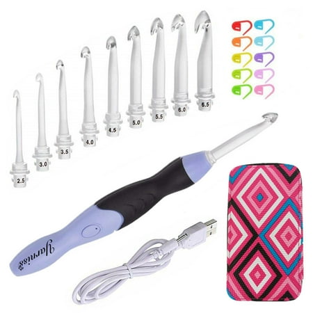 Yarniss Lighted Crochet Hooks Set , 9 Size Rechargeable Light Up Crochet Hooks With Case