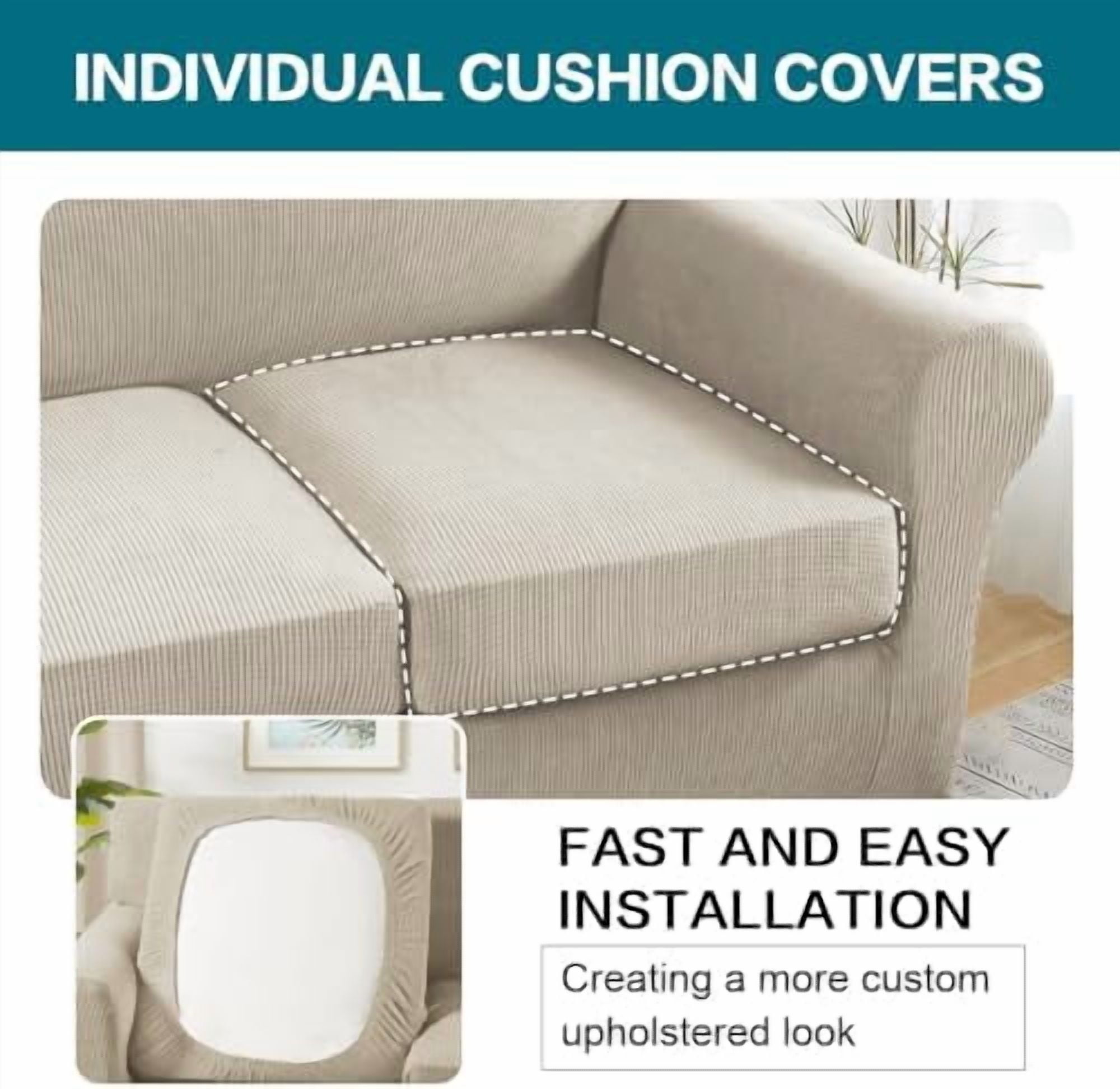 3 Piece Sofa Covers for 2 Cushion Couch Sofa Slipcover Soft Couch Cover for Dogs-Washable Sofa Furniture Covers with 2 Individual Cushion Covers, Feature Fabric (2 Cushion Sofa,Island Fossi)