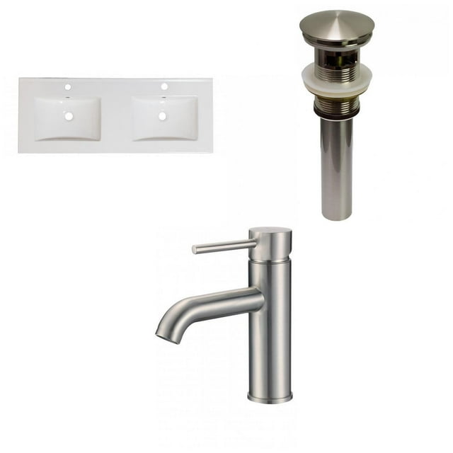 American Imaginations 48-in. W 1 Hole Ceramic Top Set In White Color - Overflow Drain Incl. AI-32673