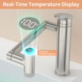 thumbnail image 3 of 1080°Rotatable Bathroom Vanity Faucet 1 Hole, Height Adjustable Single Handle Sink Faucet Bathroom with 2 Water Outlet Modes, Bar Sink Tap with Temperature Display (Brushed Nickel), 3 of 12