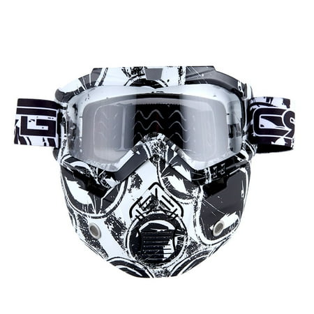 Mich 2001 Airsoft Helmet Motorcycle Goggles Mask, Detachable for Motocross Helmet Goggles use, Tactical Airsoft Goggles Mask: Eagle White with Clear Lens ()
