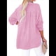 thumbnail image 3 of Blusas Casuales de Larga con Cuello en V y Botones para Mujer, Blusas Lisas de Gran Tamaño. Rosa XXXL, 3 of 7