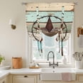 thumbnail image 3 of Texas Star Western Tie Up Curtain Valance for Window,Adjustable Rod Pocket Window Curtains Shades,Vintage Teal Brown Wooden Farmhouse Light Filtering Valance Drapes for Living Room Bedroom 52"x63", 3 of 9