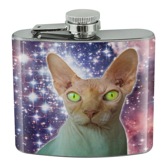 Sphynx Space Cat Stainless Steel 5oz Hip Drink Kidney Flask