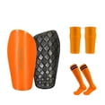 thumbnail image 1 of CSChome Football Shin Guard Soccer Shin Guards Set - Striped Knee High Compression Sleeves, Non-Slip Shin Pads Protectors, 1 of 7