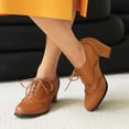 thumbnail image 2 of Womens Vintage Dress Shoes Ankle Booties Fall Leather Chunky High Heel Oxfords Short Ballet Flats Short Boots, 2 of 6