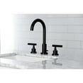 thumbnail image 4 of Kingston Brass FSC8920CML Manhattan Two-Handle 3-Hole Deck Mount Widespread Bathroom Faucet with Brass Pop-Up in Matte Black, 4 of 8