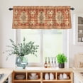 thumbnail image 5 of 3 Piece Kitchen Curtains and Valances Set Orange Boho Cafe Curtains 36 Inch Length Geometric Antique Tribal Retro Ethnic Valance & Tier Curtain for Living Room Bedroom Small Window 54"x18"+27"x36"*2, 5 of 6