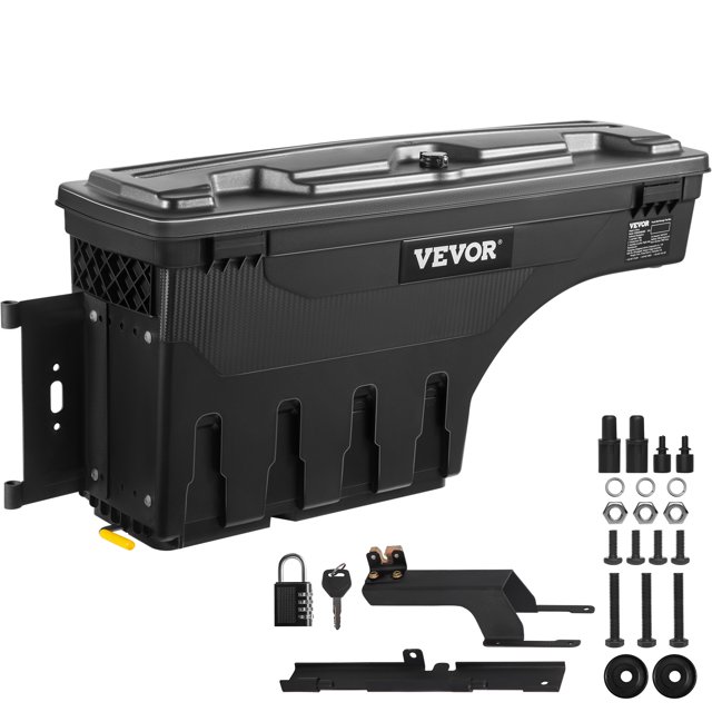 VEVOR Boîte de Rangement pour Lit de Camion, Étui Verrouillable avec Cadenas à Code, 6.6 Gal/25 L Boîte à Outils pour Roues en ABS, Étanche et Durable, Compatible avec Ford Super Duty 2017-2021, Côté Conducteur